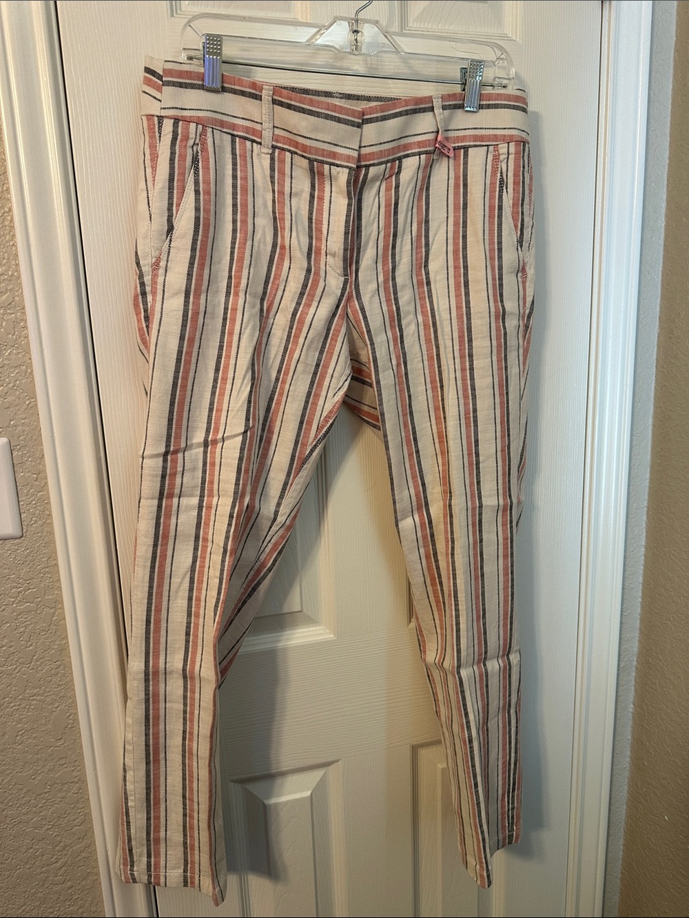 LOFT Striped Chinos - Cream with Red & Blue Stripes